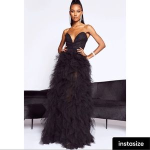 Deep V Ruffle Maxi Dress